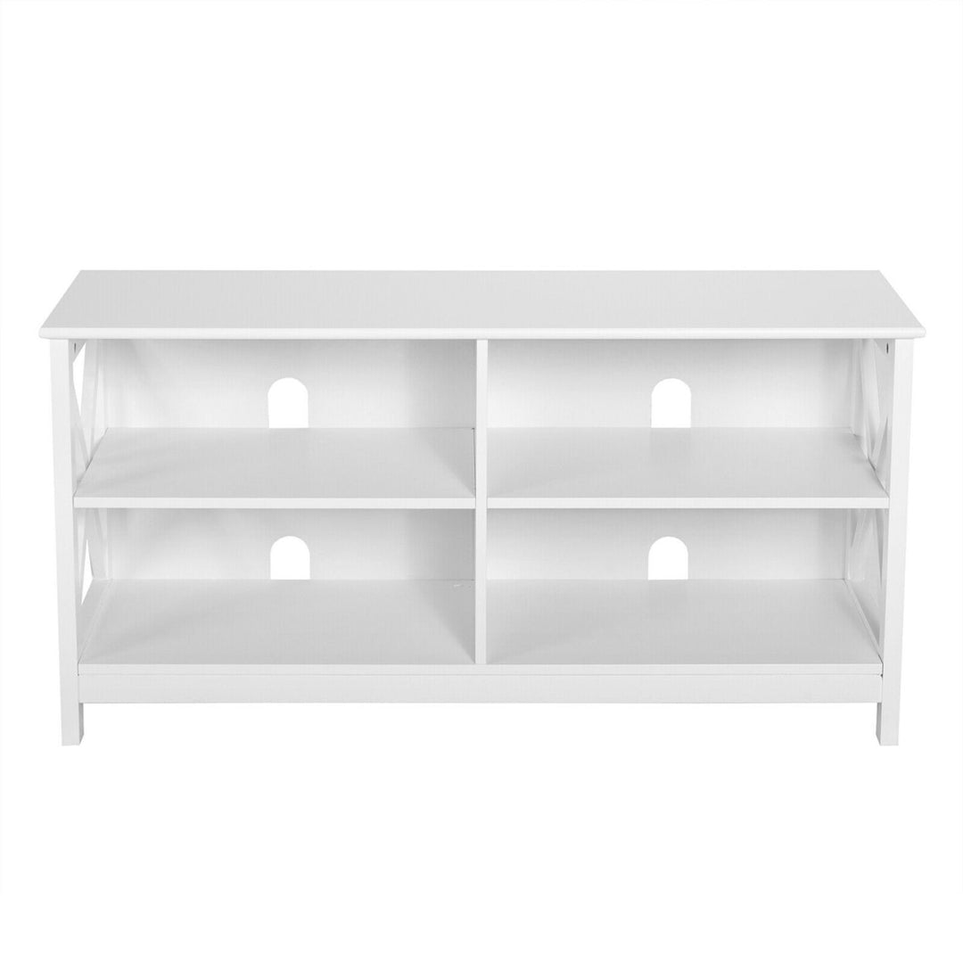 TV Stand Entertainment Media Center for TVs up to 55 w/ Storage Shelves White Image 5