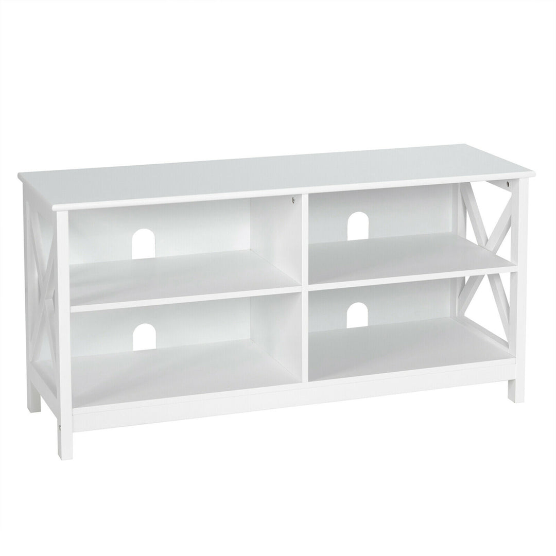 TV Stand Entertainment Media Center for TVs up to 55 w/ Storage Shelves White Image 6