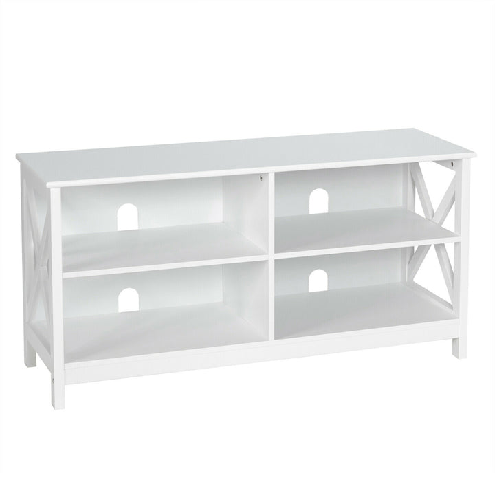 TV Stand Entertainment Media Center for TVs up to 55 w/ Storage Shelves White Image 6