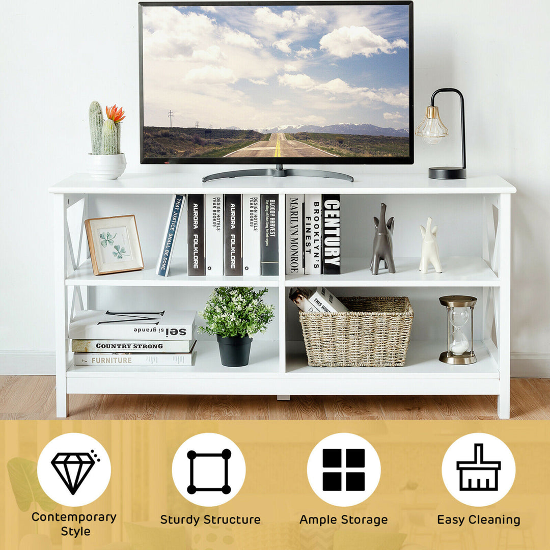 TV Stand Entertainment Media Center for TVs up to 55 w/ Storage Shelves White Image 7