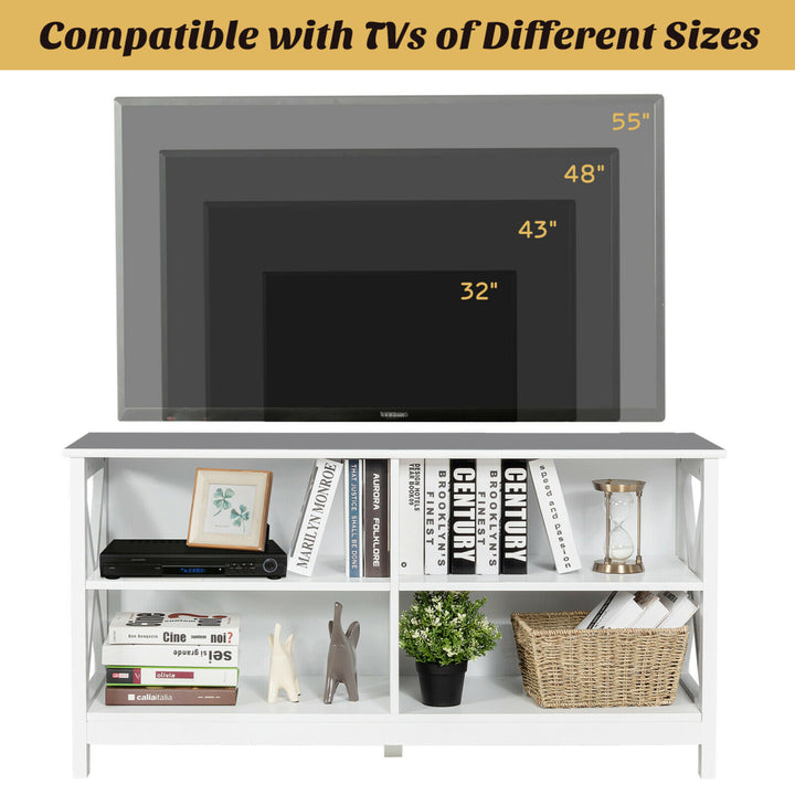 TV Stand Entertainment Media Center for TVs up to 55 w/ Storage Shelves White Image 8