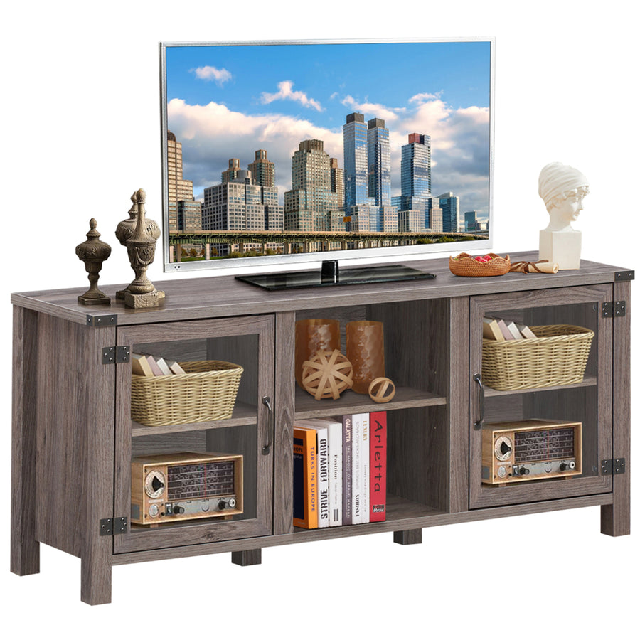 TV Stand Entertainment Center for TVs up to 65 w/ Storage Cabinets Deep Taupe Image 1