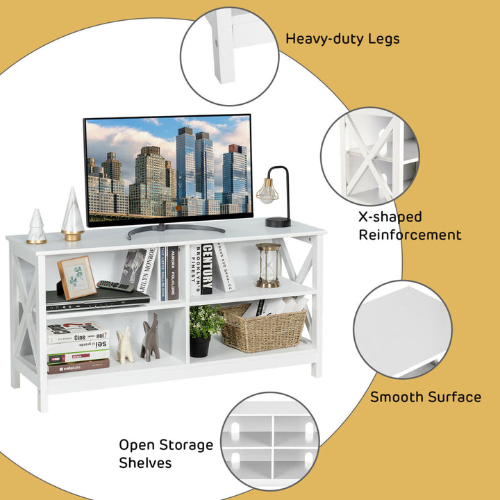 TV Stand Entertainment Media Center for TVs up to 55 w/ Storage Shelves White Image 10