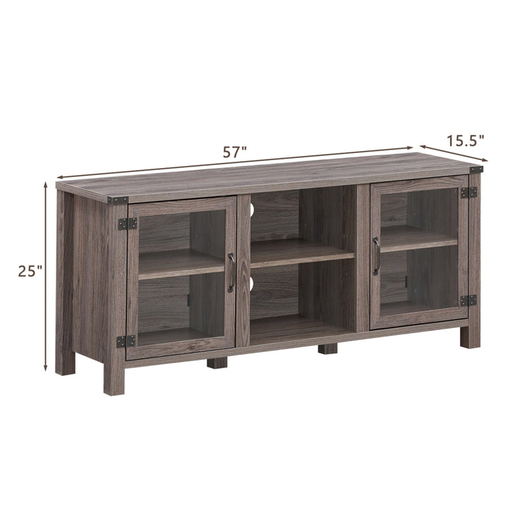 TV Stand Entertainment Center for TVs up to 65 w/ Storage Cabinets Deep Taupe Image 2