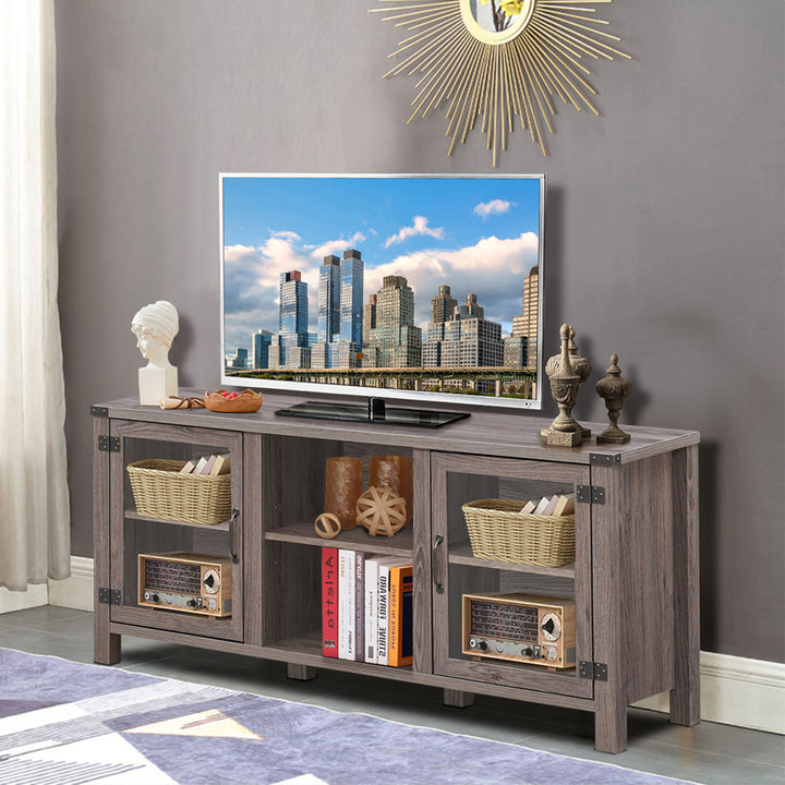 TV Stand Entertainment Center for TVs up to 65 w/ Storage Cabinets Deep Taupe Image 3