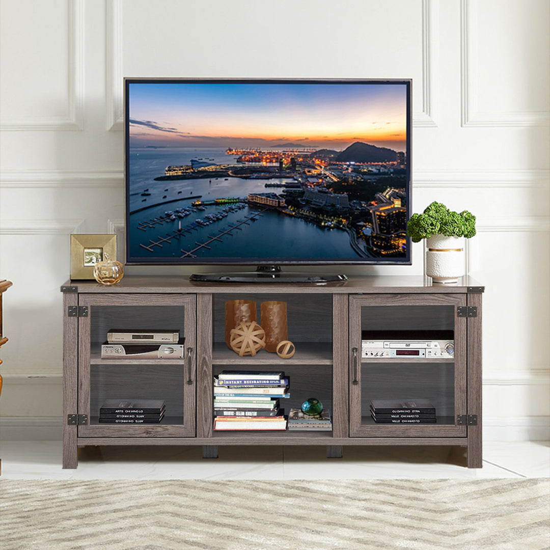 TV Stand Entertainment Center for TVs up to 65 w/ Storage Cabinets Deep Taupe Image 4