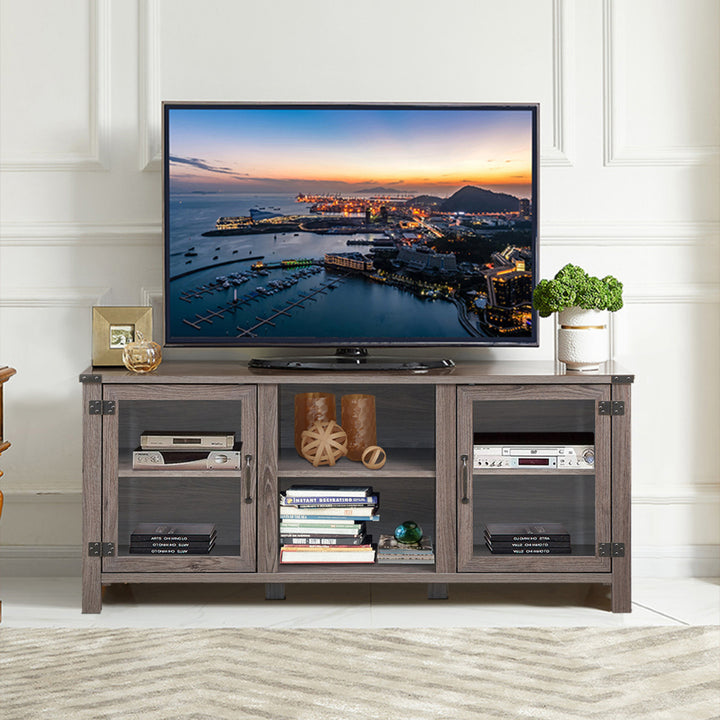 TV Stand Entertainment Center for TVs up to 65 w/ Storage Cabinets Deep Taupe Image 4