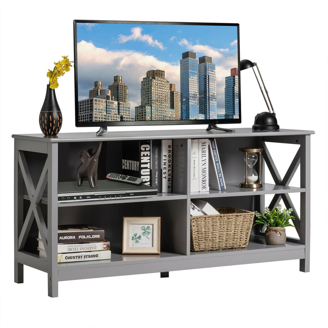 TV Stand Entertainment Media Center for TVs up to 55 w/ Storage Shelves Gray Image 1