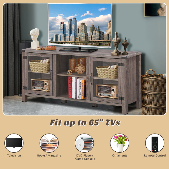 TV Stand Entertainment Center for TVs up to 65 w/ Storage Cabinets Deep Taupe Image 6