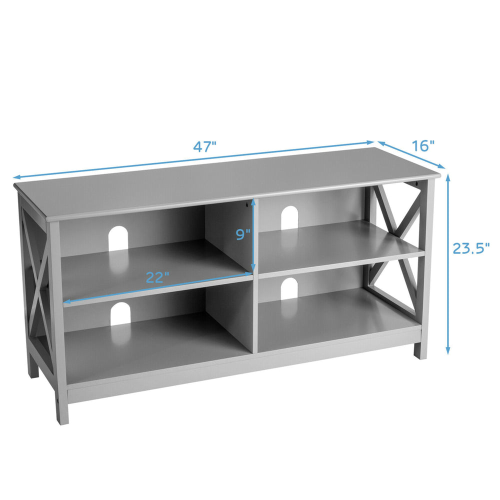 TV Stand Entertainment Media Center for TVs up to 55 w/ Storage Shelves Gray Image 2