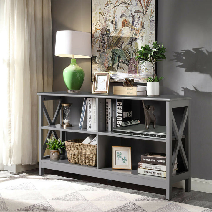 TV Stand Entertainment Media Center for TVs up to 55 w/ Storage Shelves Gray Image 3