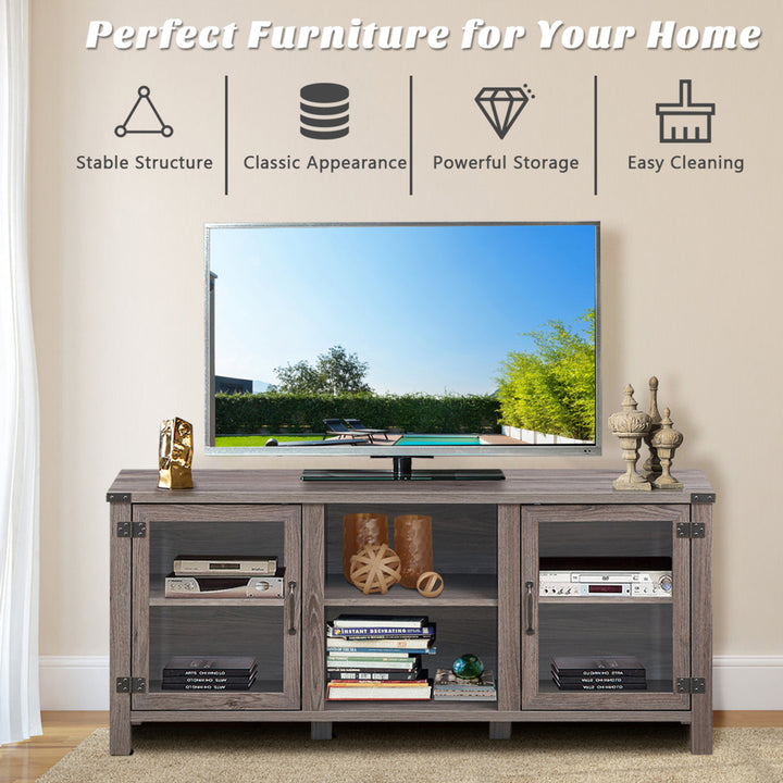 TV Stand Entertainment Center for TVs up to 65 w/ Storage Cabinets Deep Taupe Image 7