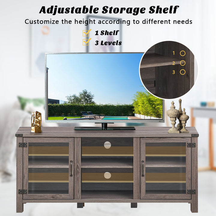 TV Stand Entertainment Center for TVs up to 65 w/ Storage Cabinets Deep Taupe Image 8