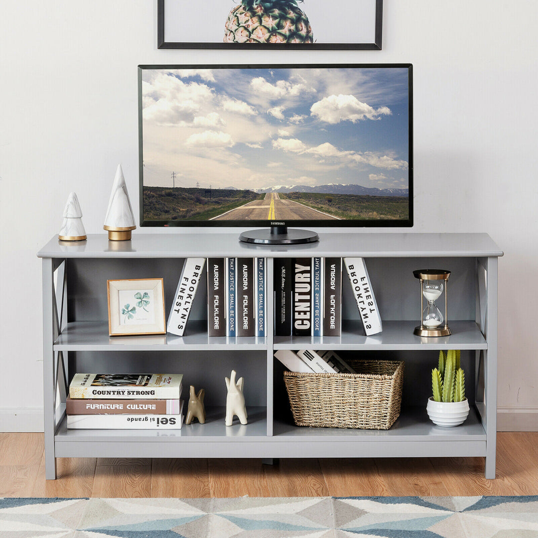 TV Stand Entertainment Media Center for TVs up to 55 w/ Storage Shelves Gray Image 4