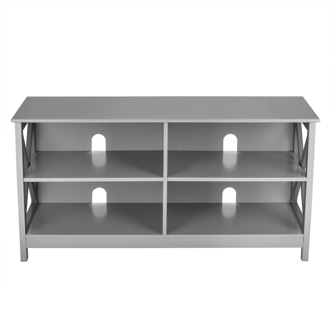 TV Stand Entertainment Media Center for TVs up to 55 w/ Storage Shelves Gray Image 5