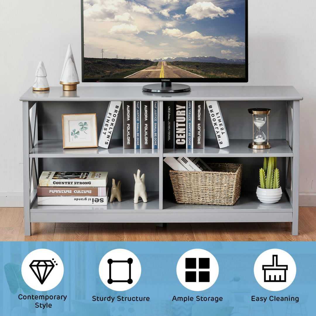 TV Stand Entertainment Media Center for TVs up to 55 w/ Storage Shelves Gray Image 7