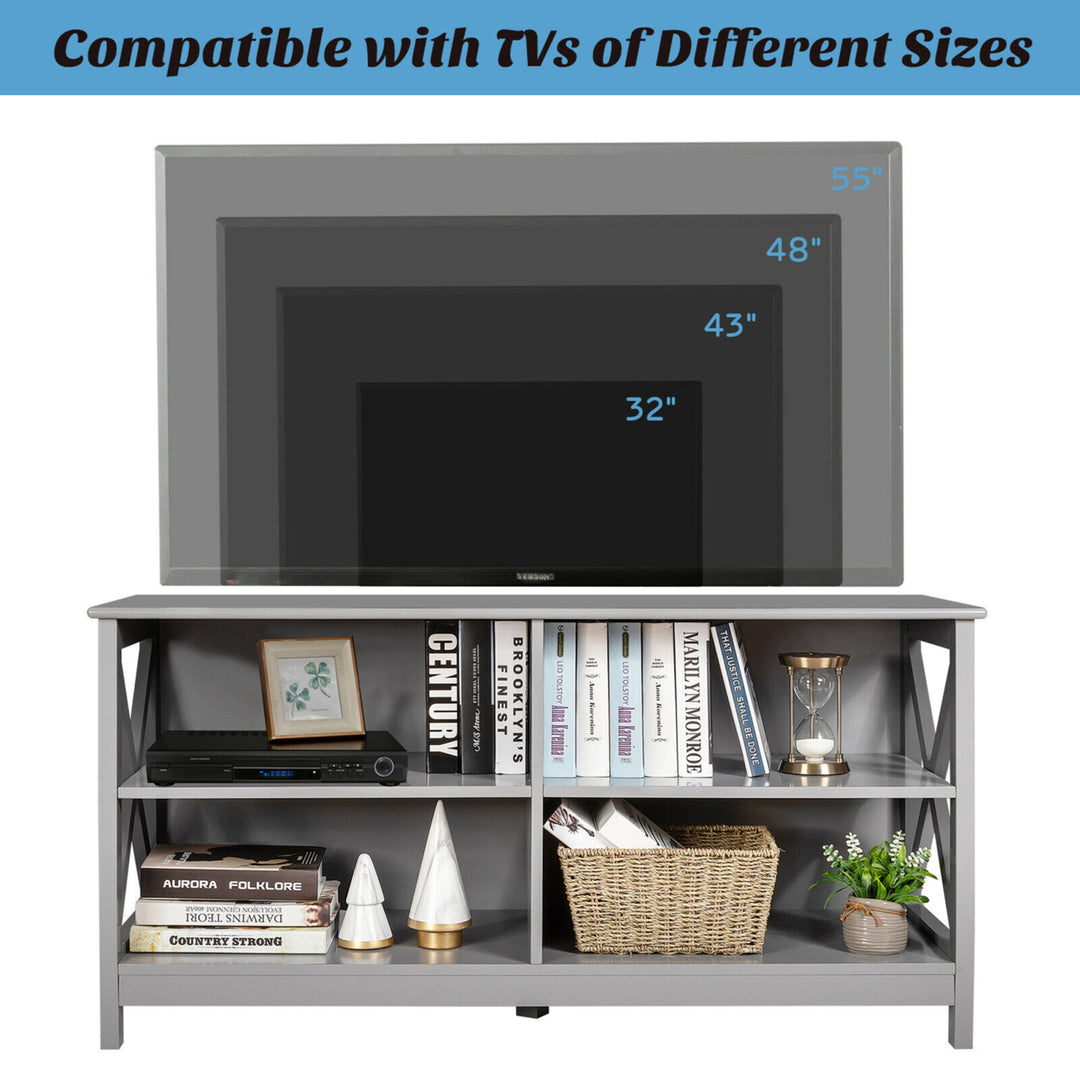 TV Stand Entertainment Media Center for TVs up to 55 w/ Storage Shelves Gray Image 8