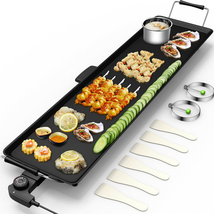 Electric Teppanyaki Table Top Grill Griddle BBQ Barbecue Nonstick Camping Image 1