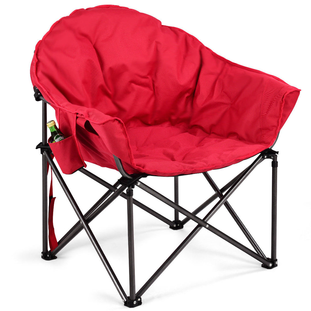 Oversized Saucer Moon Folding Camping Chair Padded Seat w/Cup HolderandCarry Bag Image 1