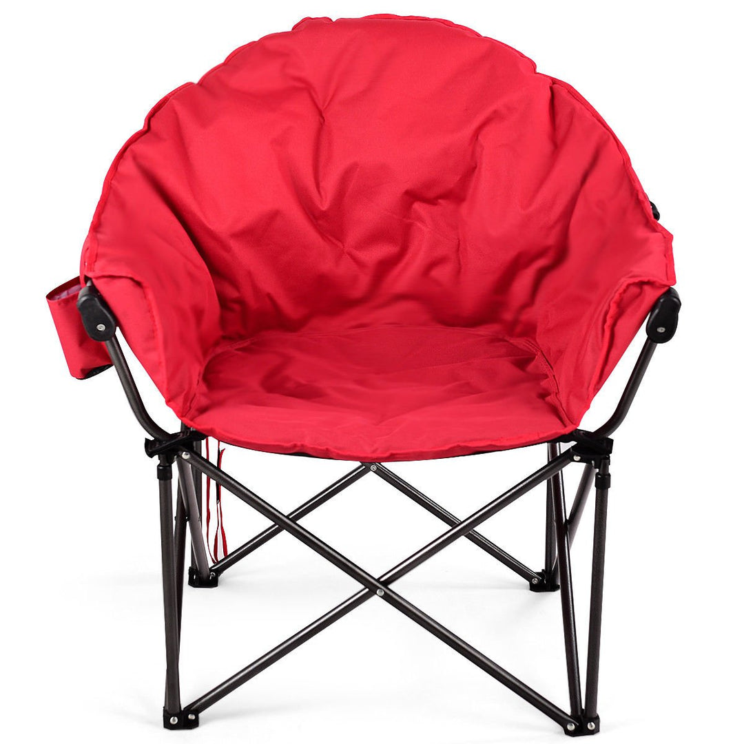 Oversized Saucer Moon Folding Camping Chair Padded Seat w/Cup HolderandCarry Bag Image 7