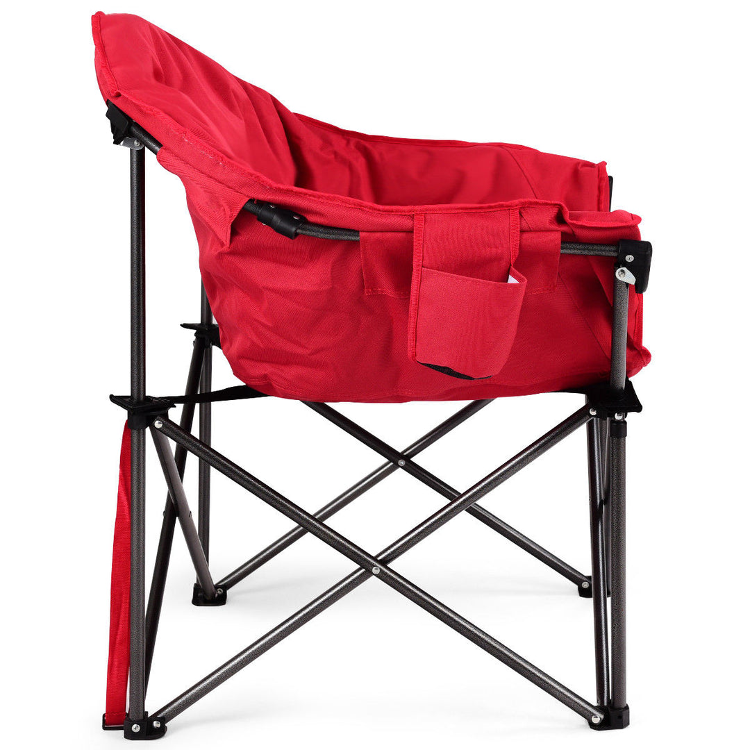 Oversized Saucer Moon Folding Camping Chair Padded Seat w/Cup HolderandCarry Bag Image 8