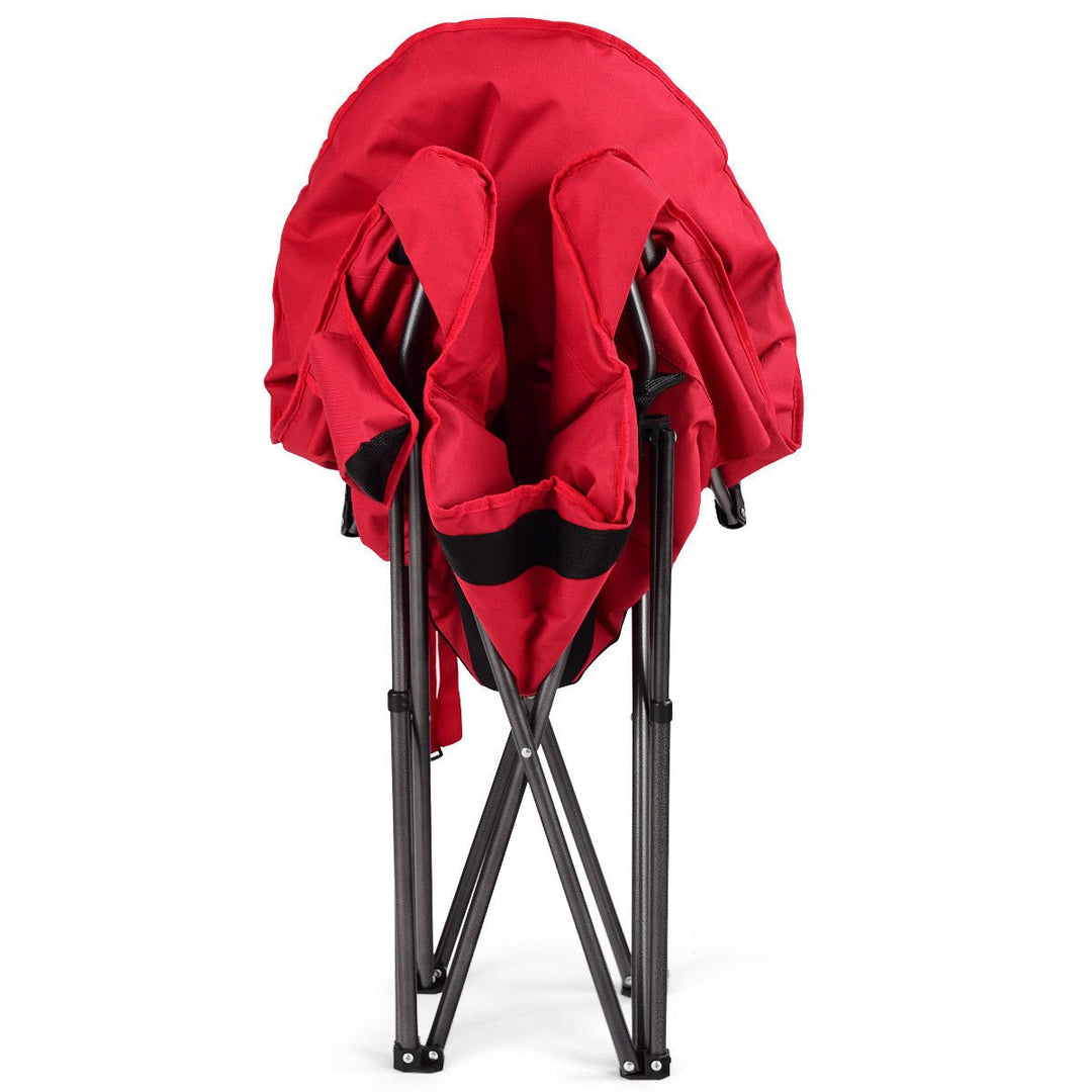 Oversized Saucer Moon Folding Camping Chair Padded Seat w/Cup HolderandCarry Bag Image 9