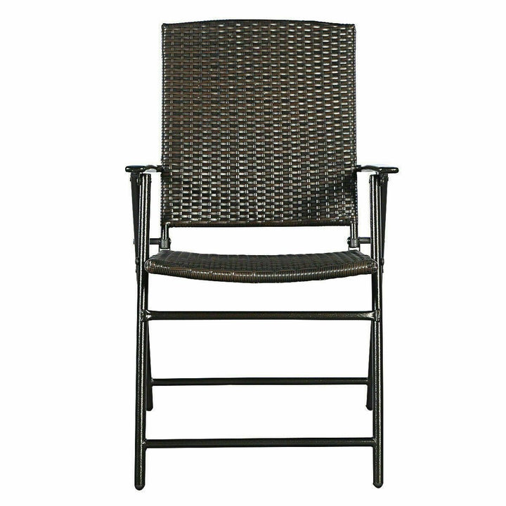 Set of 4 Folding Rattan Chair Outdoor Indoor Furniture Brown Image 6