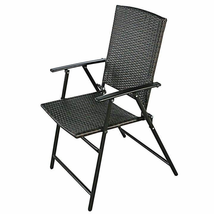 Set of 4 Folding Rattan Chair Outdoor Indoor Furniture Brown Image 7