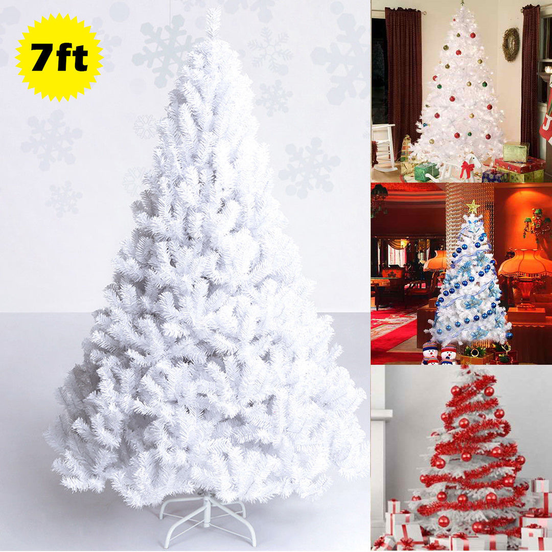 7Ft Artificial PVC Christmas Tree W/Stand Holiday Season Indoor Outdoor White Image 1