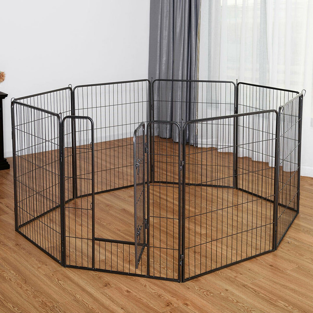 40" 8 Panel Pet Puppy Dog Playpen Door Exercise Kennel Fence Metal Image 6