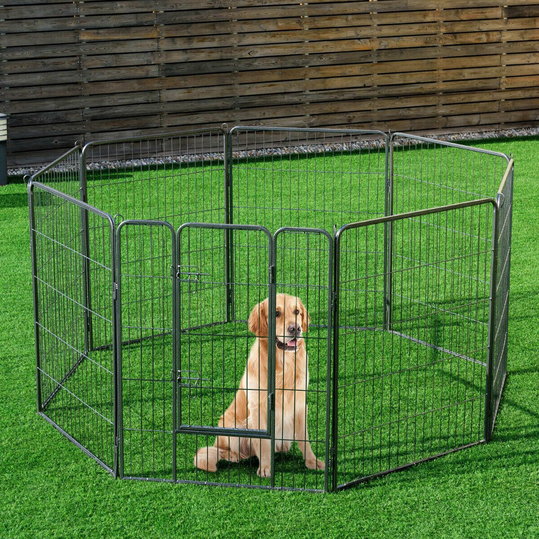 40" 8 Panel Pet Puppy Dog Playpen Door Exercise Kennel Fence Metal Image 8