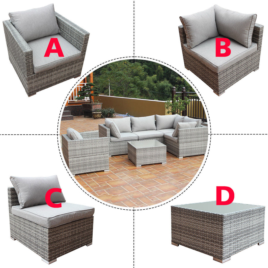 Costway Patio Rattan Sofa Furniture Set Infinitely Combination Cushioned PE Wicker Image 1