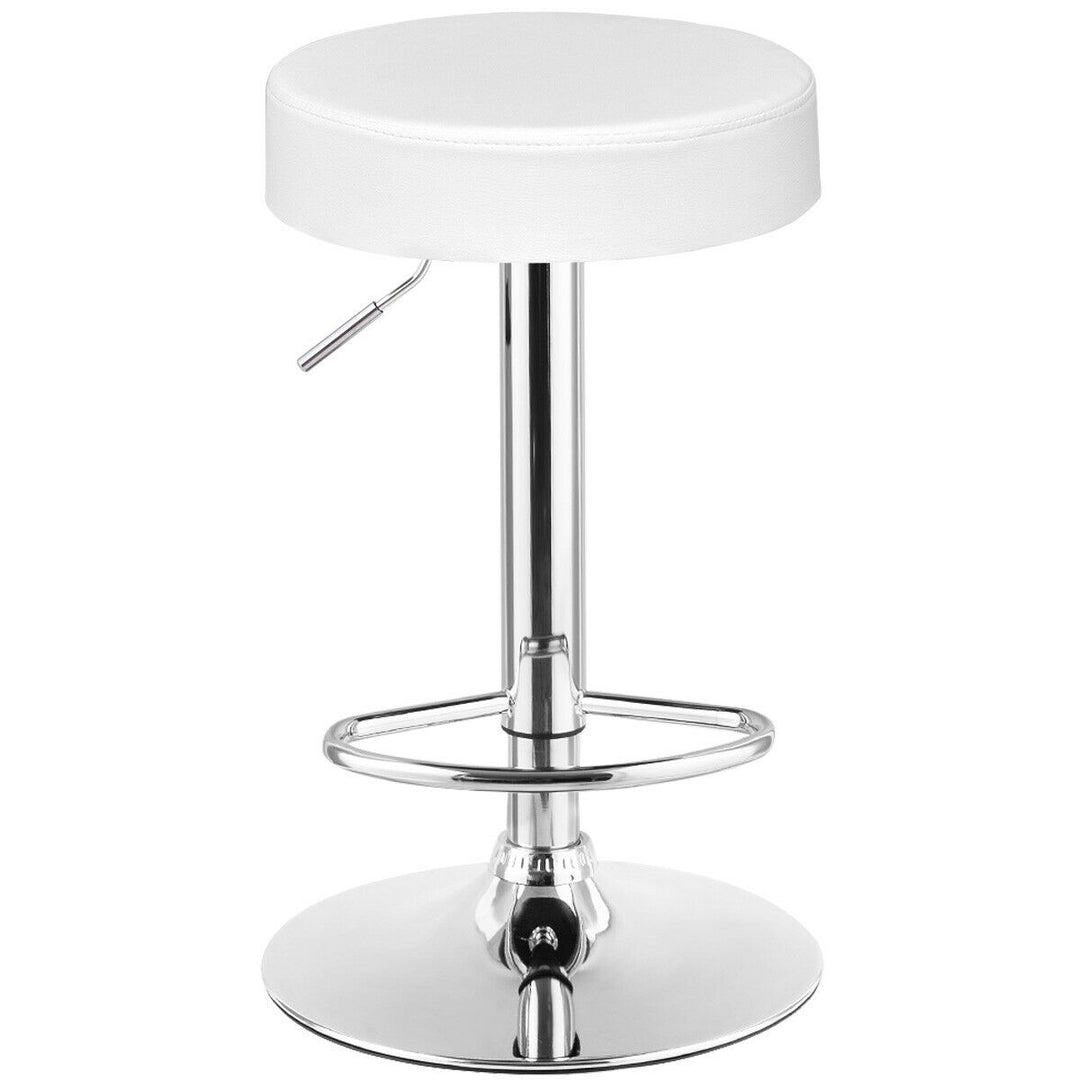 Set of 2 Adjustable Round Leather Seat Hydraulic Swivel Bar Stool White Image 7