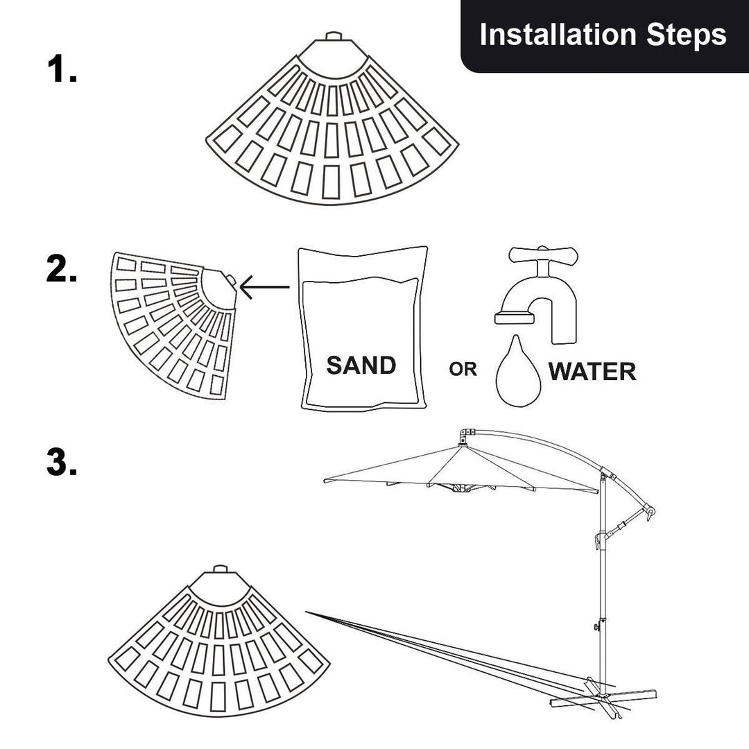 4 Plate Patio Offset Umbrella Base Stand Weights Sand/Water Filled Base Image 3