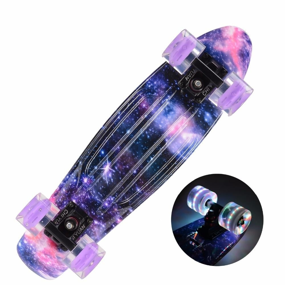 22 inch Skateboard Cruiser Penny 22" X 6" Retro Longboard Skate Graphic Galaxy Complete Led Light Image 7