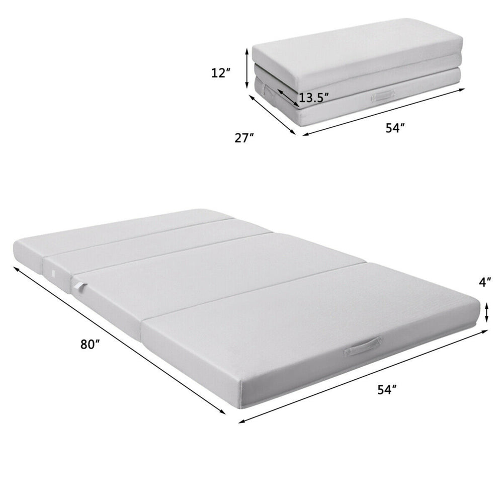 4 Full XL Size Foam Folding Mattress Sofa Bed Guests Floor Mat Carrying Handles Image 2