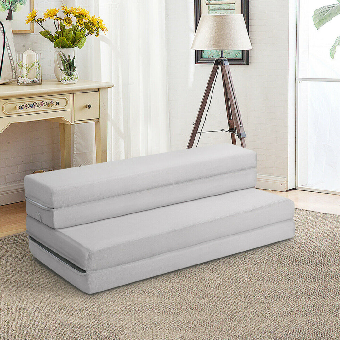 4 Full XL Size Foam Folding Mattress Sofa Bed Guests Floor Mat Carrying Handles Image 4