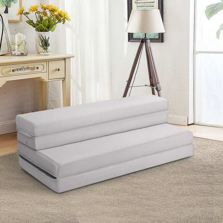 4 Full XL Size Foam Folding Mattress Sofa Bed Guests Floor Mat Carrying Handles Image 4