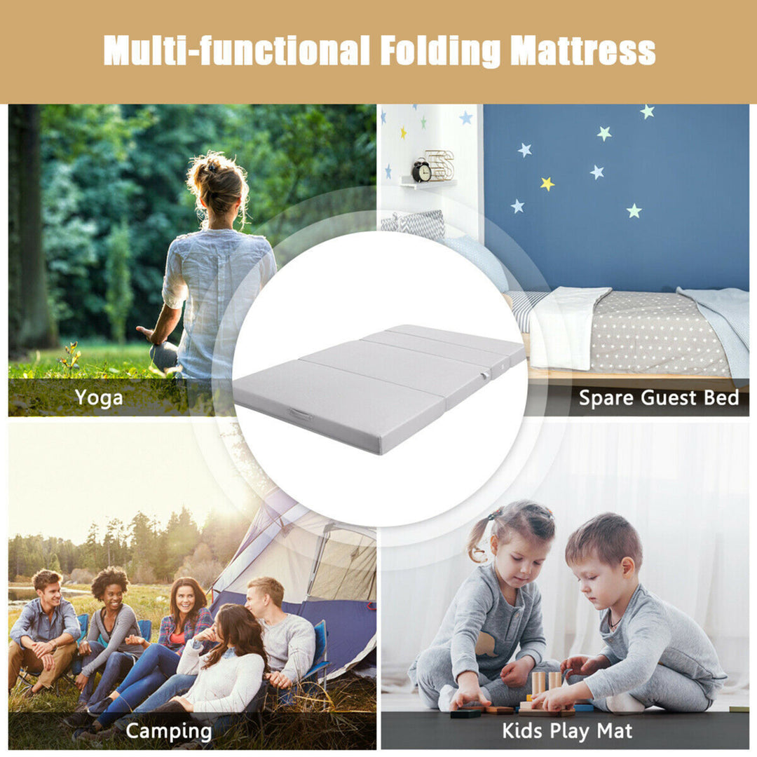 4 Full XL Size Foam Folding Mattress Sofa Bed Guests Floor Mat Carrying Handles Image 6