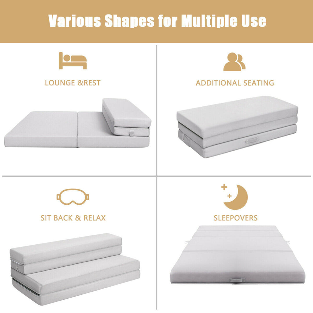 4 Full XL Size Foam Folding Mattress Sofa Bed Guests Floor Mat Carrying Handles Image 9