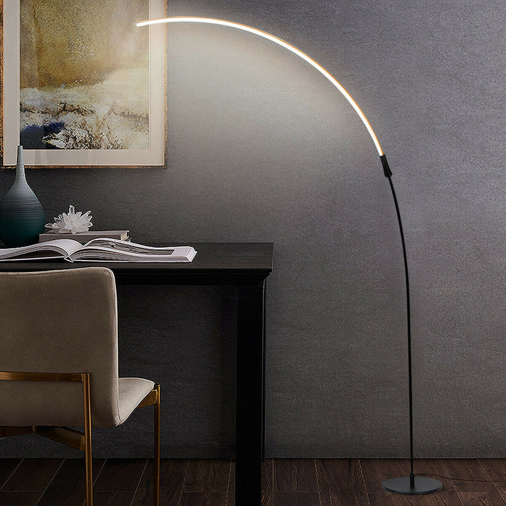 LED Arc Floor Lamp Modern Minimalist Standing Lamp w/ 3 Brightness Levels Black Image 3