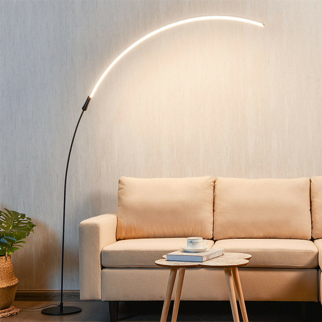 LED Arc Floor Lamp Modern Minimalist Standing Lamp w/ 3 Brightness Levels Black Image 5