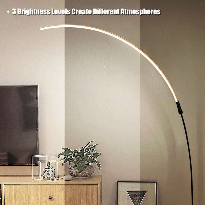 LED Arc Floor Lamp Modern Minimalist Standing Lamp w/ 3 Brightness Levels Black Image 6