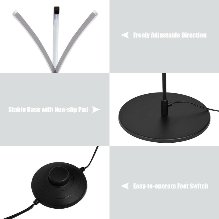 LED Arc Floor Lamp Modern Minimalist Standing Lamp w/ 3 Brightness Levels Black Image 10