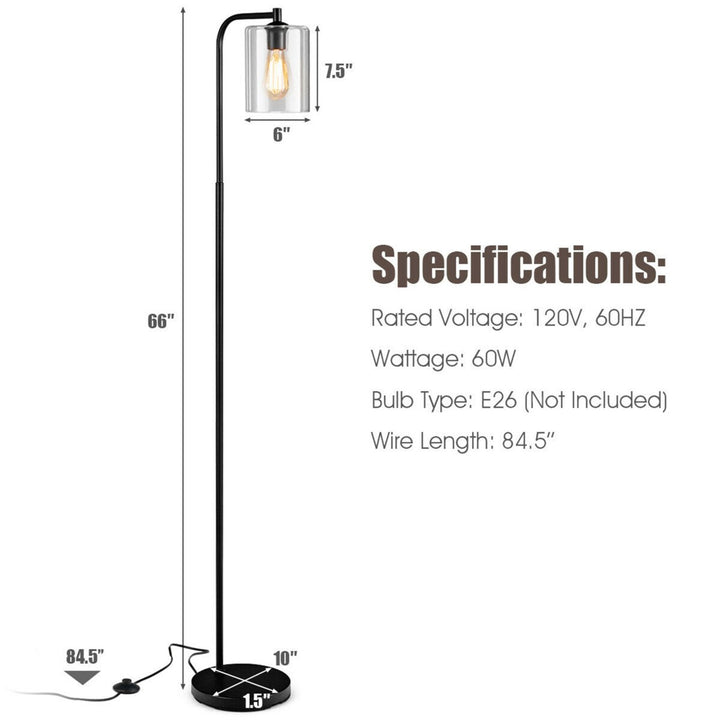 Industrial Floor Lamp w/ Glass Shade Indoor Modern Tall Pole Lamp for Office Image 2