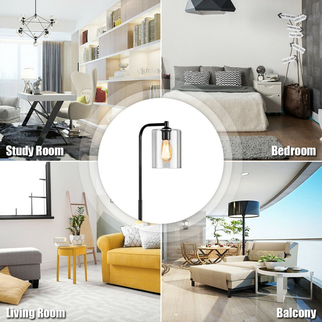 Industrial Floor Lamp w/ Glass Shade Indoor Modern Tall Pole Lamp for Office Image 7