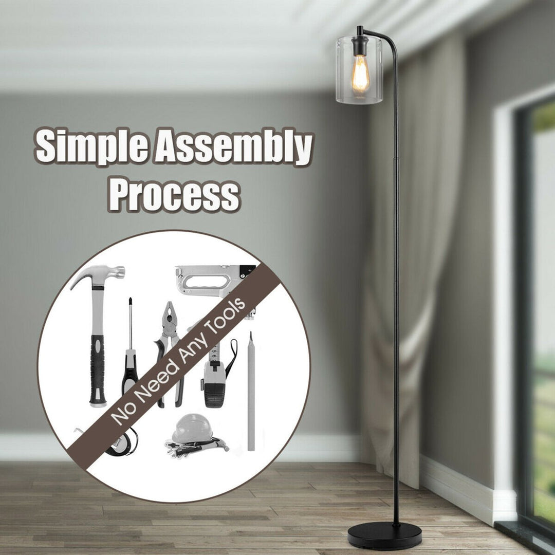 Industrial Floor Lamp w/ Glass Shade Indoor Modern Tall Pole Lamp for Office Image 8