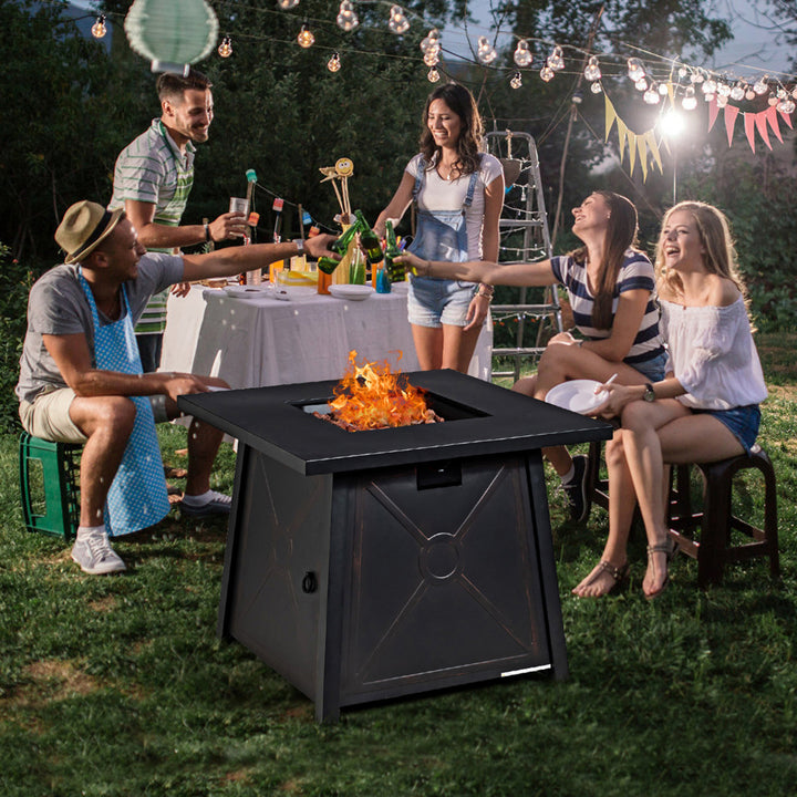 30 Square Gas Fire Pit Table Propane 50,000 BTU Patio Yard w/ Lava Rocks Image 3