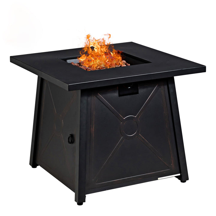 30 Square Gas Fire Pit Table Propane 50,000 BTU Patio Yard w/ Lava Rocks Image 8