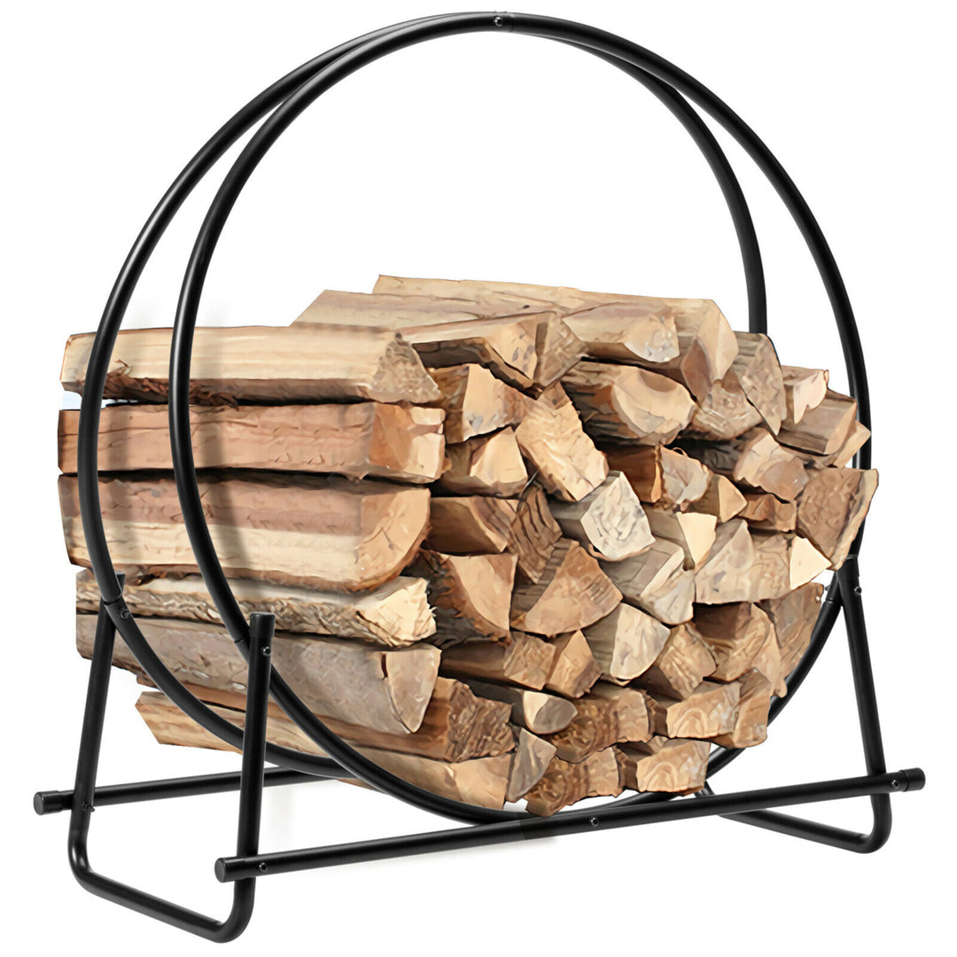 30 Tubular Steel Log Hoop Firewood Storage Rack Holder Round Display Image 1